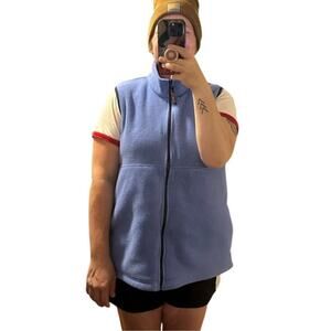Vintage 90s LL Bean Womens Size XL Faded Blank Full Zip Fleece Vest Jacket Blue